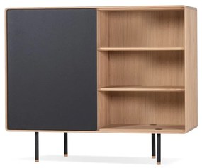 Черен/естествен нисък скрин от масивен дъб 118x100 cm Fina – Gazzda