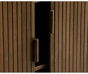 Кафяв шкаф в дъбов декор с плъзгащи се врати 113x90 cm Cavo - Unique Furniture