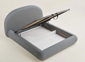 Сиво двойно легло 180x200 cm тапицирано с място за съхранение с включена подматрачна рамка Maumere – Maison de Rêve