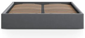 Сиво двойно легло 200x200 cm тапицирано с място за съхранение/без табла с включена подматрачна рамка Susan – Micadoni