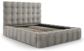 Светлосиво тапицирано двойно легло с място за съхранение и решетка 160x200 cm Bali - Cosmopolitan Design