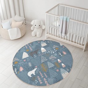 Син детски килим подходящ за пране ø150 cm Forest Land – Mila Home