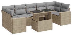 3326280 vidaXL Градински диван с възглавници, 8 части, бежов полиратан