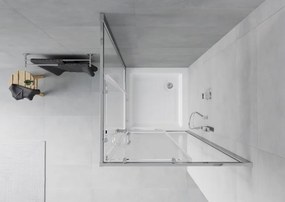 Mexen Rio квадратна душ кабина 80 x 80 см, прозрачна, хром + поддушово корито,