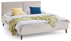 Бежово двойно легло 160x200 cm тапицирано с включена подматрачна рамка Piano – Meise Möbel