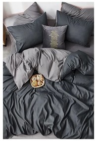 Сиво-антрацитно памучно спално бельо за единично/разширено легло с чаршаф 160x220 cm - Mila Home