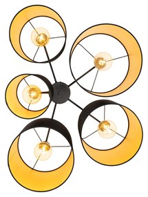 Таванна лампа черна със златен интериор 5-светлина - Multidrum