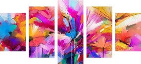 картини от 5 части – Абстрактни цветни цветя