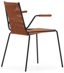 Теракотени метални трапезни столове в комплект с подлакътници/за подреждане 2 бр. Emily – Marckeric