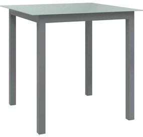 312203 vidaXL Градинска маса, светлосива, 80x80x74 см, алуминий и стъкло