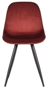 Червени кадифени трапезни столове в комплект от 2 броя Capri - LABEL51
