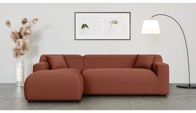 Ъглов диван от рипсено кадифе в тухлен цвят (ляв ъгъл) Martin – Ropez