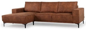Кафяв ъглов диван от изкуствена кожа (ляв ъгъл) Copenhagen - Scandic