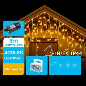 Brilagi - Външен LED гирлянд, 400 LED / 8 функции, 23 x 0,6 m, IP44, топла бяла