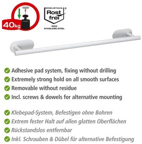 Бяла самозалепваща поставка за кърпи от неръждаема стомана Orea Uno – Wenko