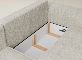 Бежов шенилов сгъваем/с място за съхранение ъглов диван (ляв ъгъл/L форма) Tonga – Maison de Rêve