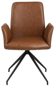 Тапициран трапезен стол с подлакътници в цвят кафяв коняк Naya – Actona