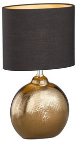 Черна и бронзова керамична настолна лампа с текстилен абажур (височина 39 cm) Foro – Fischer &amp; Honsel