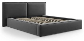 Тъмносиво тапицирано кадифено двойно легло с място за съхранение с включена подматрачна рамка 180x200 cm Arendal – Cosmopolitan Design