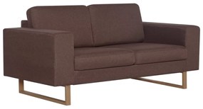281383 vidaXL 2-местен диван, текстил, кафяв