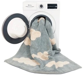 Син ръчно изработен памучен детски килим подходящ за пране 120x160 cm Clouds Vintage Blue – Lorena Canals