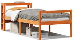3305880 vidaXL Рамка за легло с табла, восъчнокафяв, 90x200 см, масивно дърво