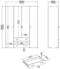 Бял гардероб 154x200 cm Space – Tvilum