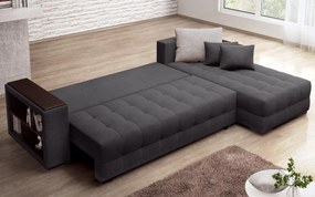 Разтегателен ъглов диван с подлакътник етажерка Мелвин Спринг