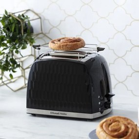 Тостер за хляб Russell Hobbs 26061-56, 850W, 2 филийки, Високо повдигане, Широки отвори, Размразяване, Черен