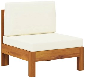 310646 vidaXL Среден диван с кремавобели възглавници акация масив