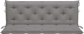 Възглавница за градинска пейка сива 150x(50+50)x7 см оксфорд