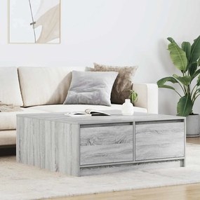 3328404 vidaXL Масичка за кафе с чекмеджета сив сонома 100x100x40 см
