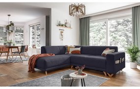 Антрацитен разтегателен/с място за съхранение ъглов диван (ляв ъгъл/L форма) Classy Sophie – Miuform