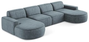 Сиво-син шенилов ъглов диван (U форма) Omao – Makamii