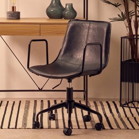 Черен офис стол от имитация на кожа Branson – Premier Housewares
