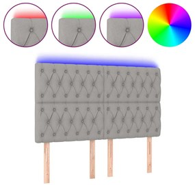 3122766 vidaXL LED горна табла за легло, светлосива, 160x7x118/128 см, плат