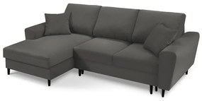 Тъмносив разтегателен ъглов диван с място за съхранение от рипсено кадифе (ляв ъгъл) Kyoto – Cosmopolitan Design