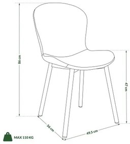 ФИОРА Зелен (тъкан Апиа 352) / черни крака – МОДЕРЕН ТАПИЦИРАН С ЧЕНИЛ СТОЛ ЗА ДНЕВНА/ТРАПЕЗАРИЯ