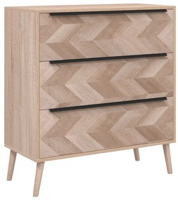 377414 Finori Шкаф с чекмеджета Lusk 03A, дъб сонома, 80x38,5x87 см