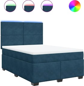 3293228 vidaXL Боксспринг легло с матрак, синьо, 140x200 см, кадифе