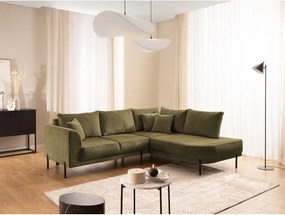 Зелен шенилов ъглов диван (десен ъгъл/L форма) Mauris – Ropez