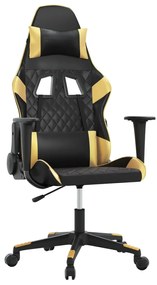 3143755 vidaXL Гейминг стол, черно и златисто, изкуствена кожа