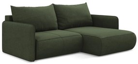 Зелен разтегателен ъглов диван с място за съхранение (десен ъгъл) Nanea – Makamii