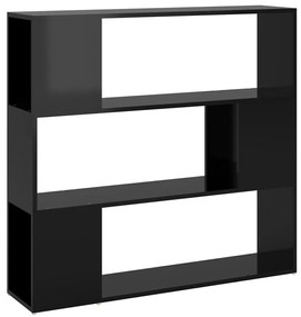809186 vidaXL Библиотека/разделител за стая, черен гланц, 100x24x94 см
