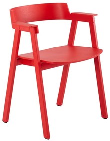 Червен трапезен стол с подлакътници от масивен дъб Flip – Gazzda