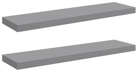 323860 vidaXL Окачени стенни рафтове, 2 бр, сиви, 90x23,5x3,8 см, МДФ