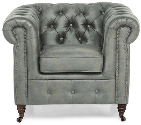 Фотьойл Chesterfield във винтидж зелено, 94х86х80 см