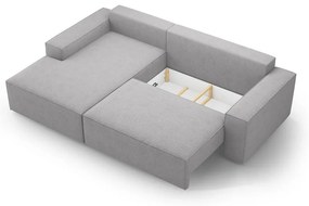 Светлосив разтегателен ъглов диван от букле (ляв ъгъл) Jodie – Micadoni Home