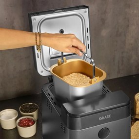 Хлебопекарна Graef BA806, 520W, 500-750 гр, 36 програми, Незалепващо покритие, 3 степени, Таймер с отложен старт, Черен