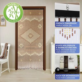 Бамбукова завеса за врата в естествен цвят 90x200 cm Rhombus – Maximex